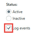 Image: selecting the status and logging options of the packet rule 