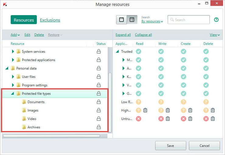 Image: Create categories for different file types