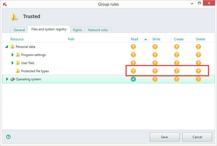 Image: rules for applications with mild restrictions Kaspersky Internet Security 2018