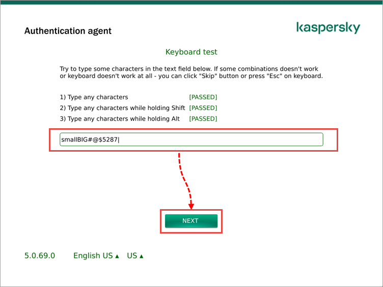 Keyboard check in FDE Test Utility