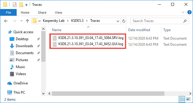 Trace files for Kaspersky VPN Secure Connection.