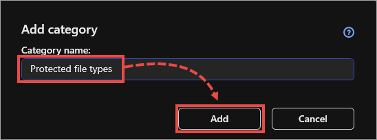 Creating a new category in Kaspersky Endpoint Security for Windows.