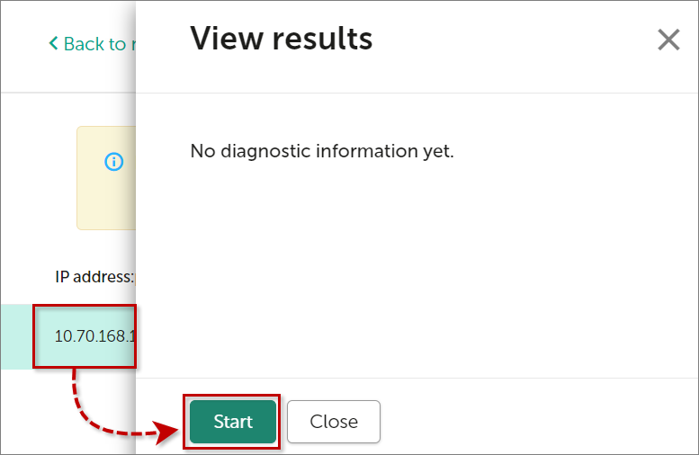 Selecting the node for collecting the diagnostic information in Kaspersky Security for Linux Mail Server