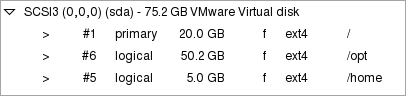 The recommended disc partitioning.