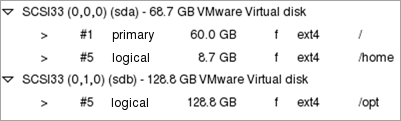 The recommended partitioning of the Collector and Сorrelator disks.