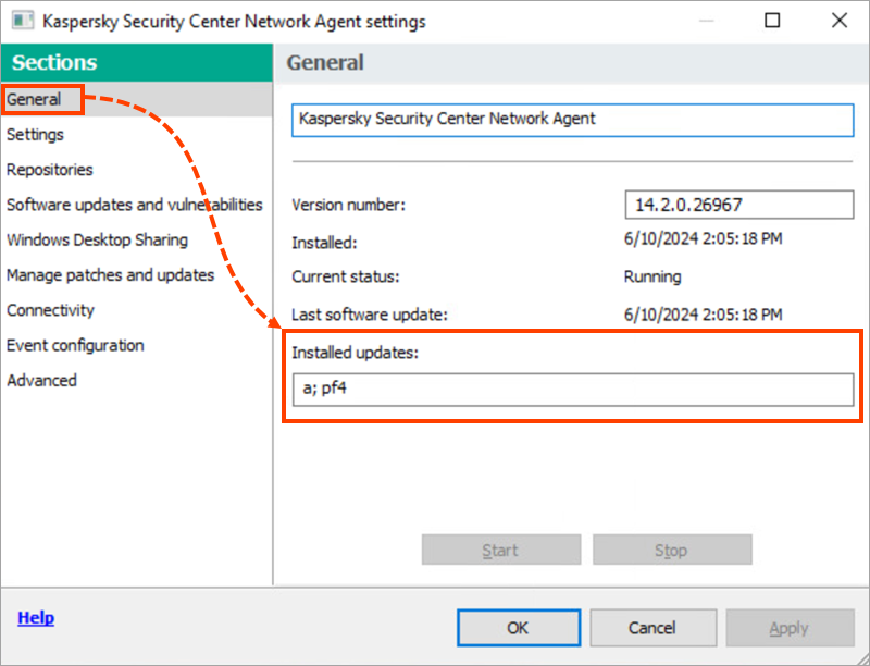 Checking whether the patch has been installed in the managed device properties