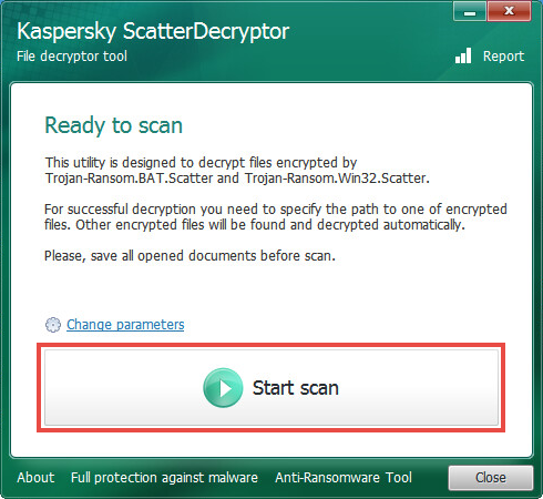 Running a scan in ScatterDecryptor