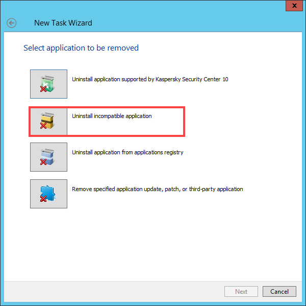 Selecting the Uninstall incompatible application option.