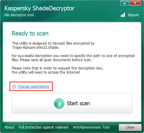 Modifying ShadeDecryptor parameters.