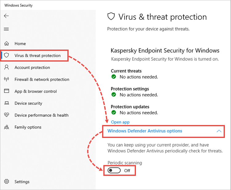 Disabling periodic scanning in Windows Defender