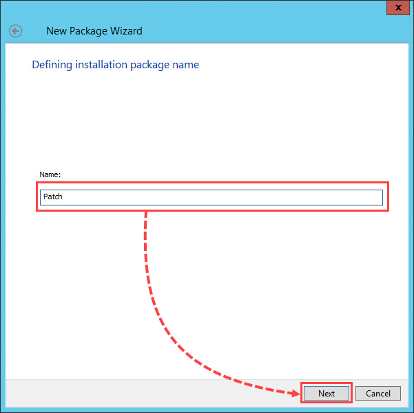 Naming an installation package in Kaspersky Security Center.