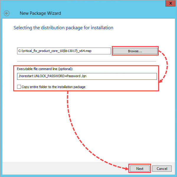 Selecting a patch for installation in Kaspersky Security Center.