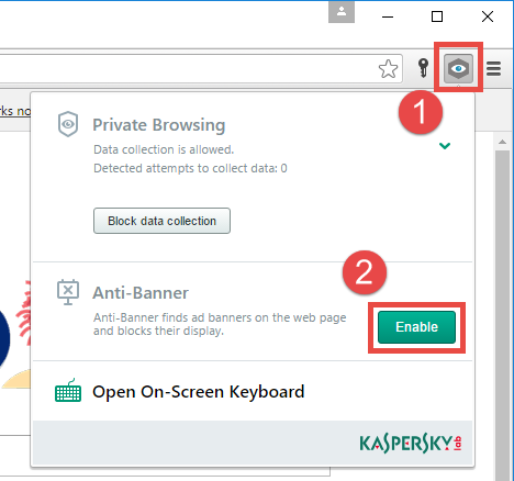 Image: how to enable Anti-Banner in a browser