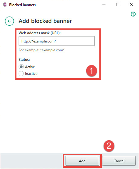 Image: blocking a banner with Kaspersky Internet Security