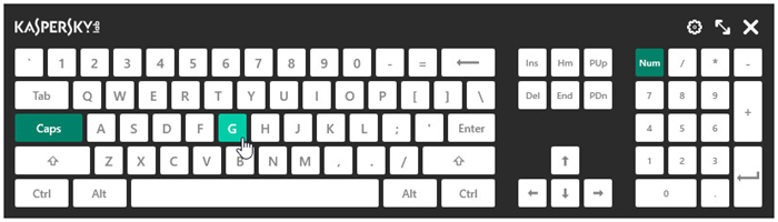 Image: the On-Screen Keyboard in Kaspersky Internet Security 2018