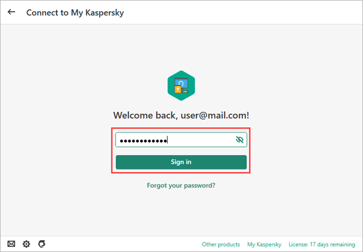 Image: the Protection for all devices window in a Kaspersky application
