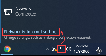 Network and Internet settings in Windows 10.