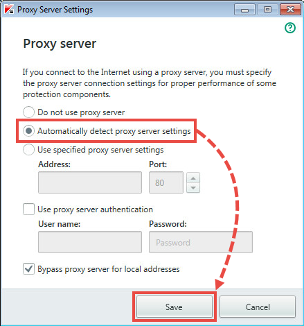 Automatic detection of proxy server settings