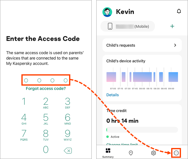 Opening the section with information about Kaspersky Safe Kids for iOS.