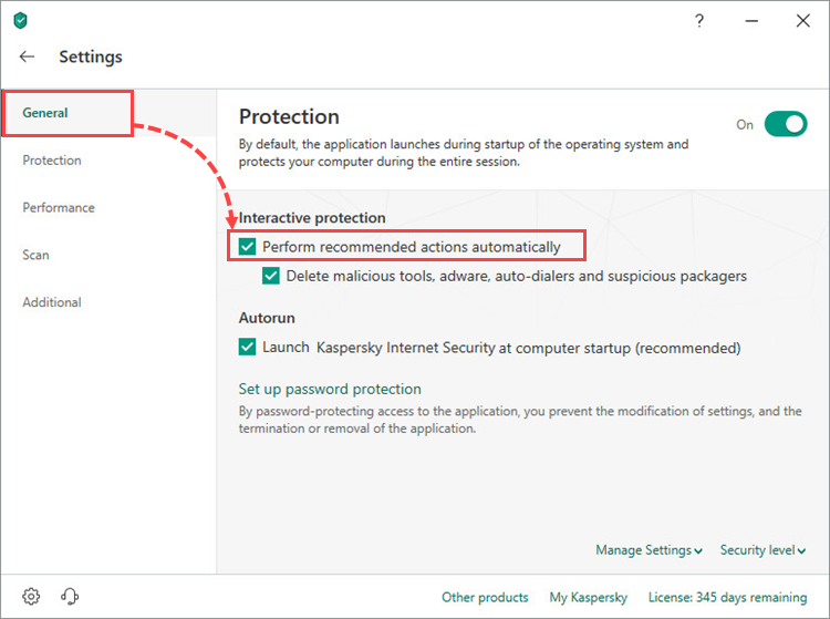 Configuring automatic and interactive protection modes in Kaspersky Internet Security 19