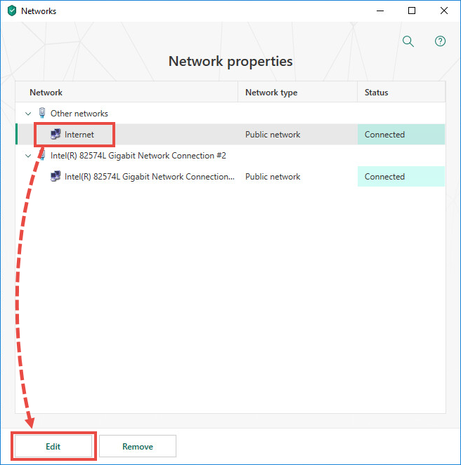 Changing network settings in Kaspersky Internet Security 19