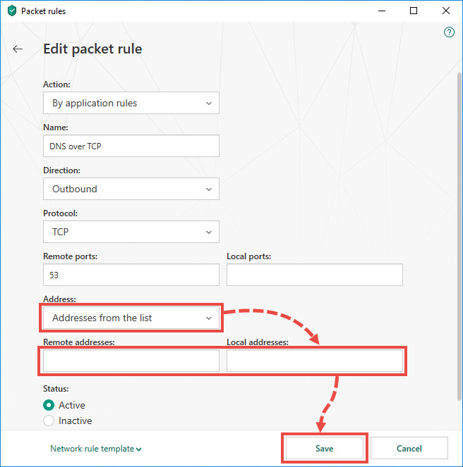 Changing the IP range in Kaspersky Internet Security 19