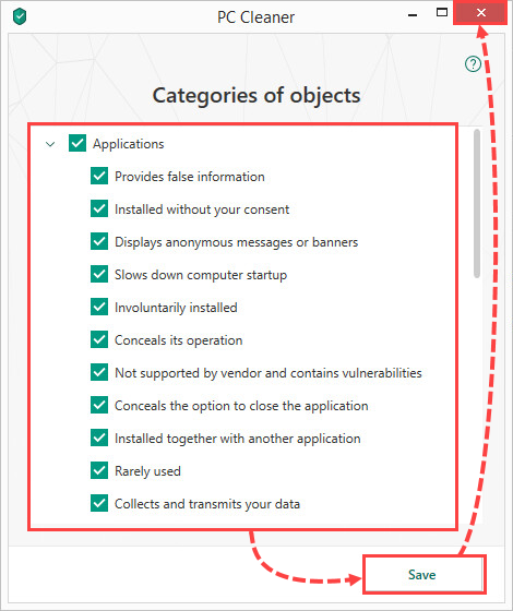 Configuring categories of objects for analysis in Kaspersky Internet Security 19