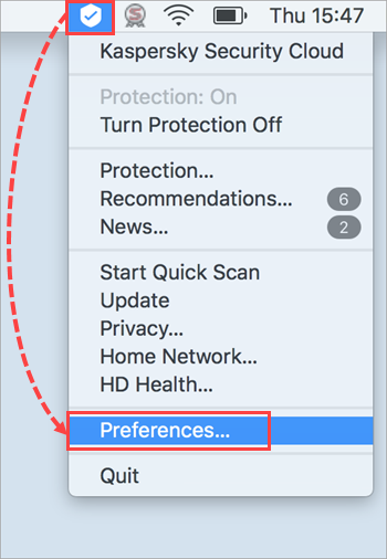 How to enable or disable protection in Kaspersky Security Cloud 19 for Mac