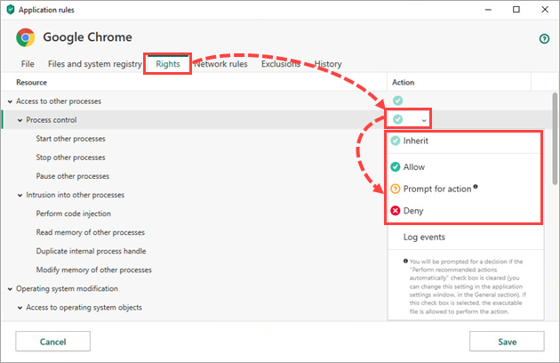 Configuring rules for a category in Kaspersky Security Cloud 20