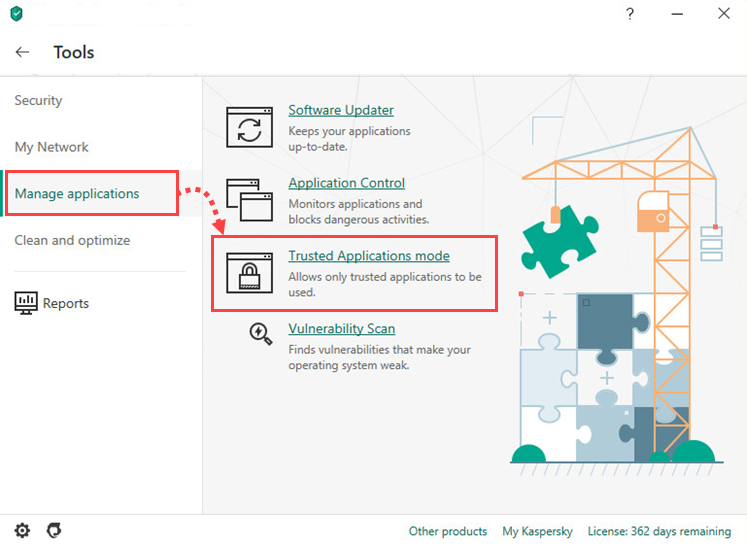 How to enable the Trusted Applications mode in Kaspersky Internet ...