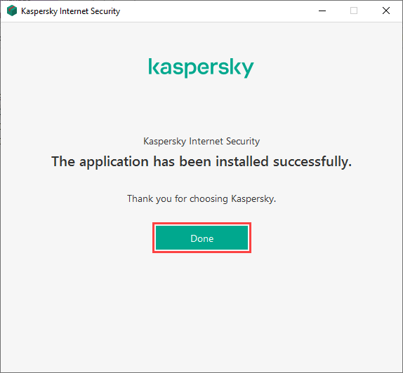 Completing installation of Kaspersky Internet Security