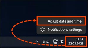 Proceeding to the Date & time settings in Windows 11