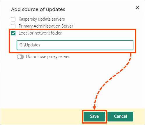Adding update sources in Web Console