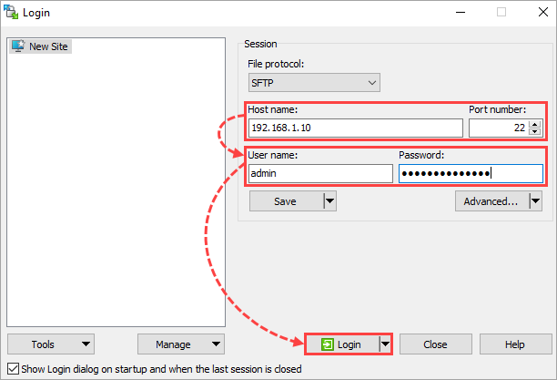 Authorization in the graphical WinSCIP client.