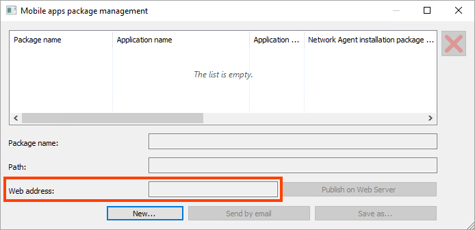 Changing the Administration Server name in the installation package properties of mobile devices.
