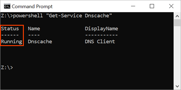 Verifying the Dnscache service status.