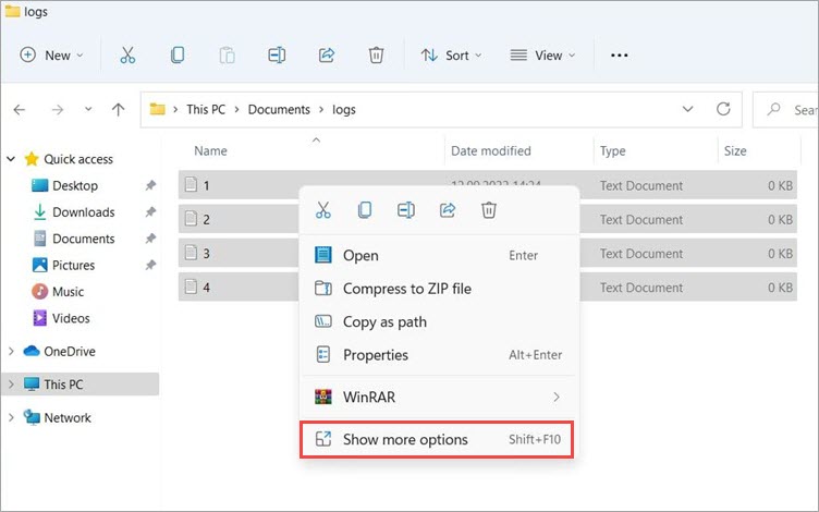 Creating an archive using 7-Zip in Windows 11
