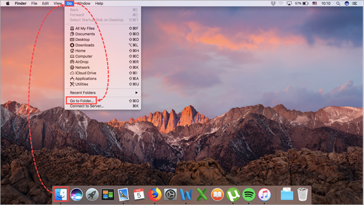 Going to the folder through Finder in mac OS (OS X)