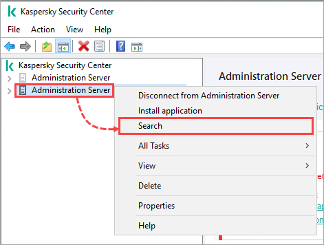 Search from the root node of the Administration Server.