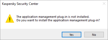 The error message that the application management plug-in is missing in the Administration Console.