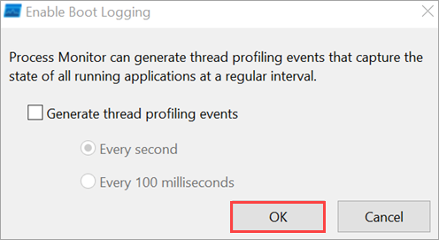 Accepting of event generating in Process Monitor