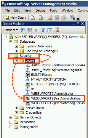 Removing the Kse Administrators group from the Logins folder in Kaspersky Security 9.x for Microsoft Exchange Servers