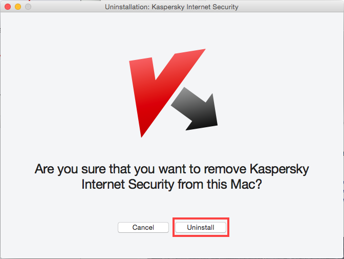 Confirm uninstallation for Kaspersky Internet Security 15 for Mac