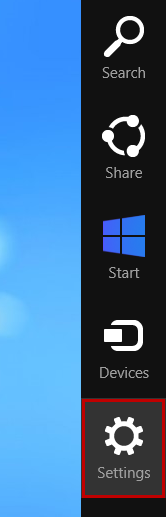 Image: opening Settings from Desktop
