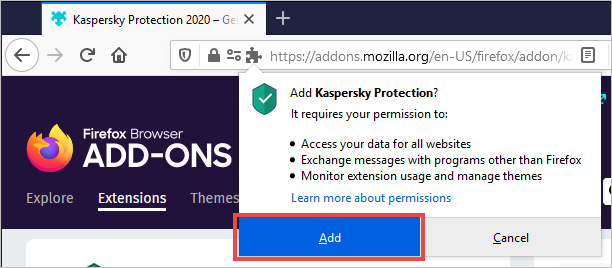 Adding Kaspersky Protection to Mozilla Firefox 