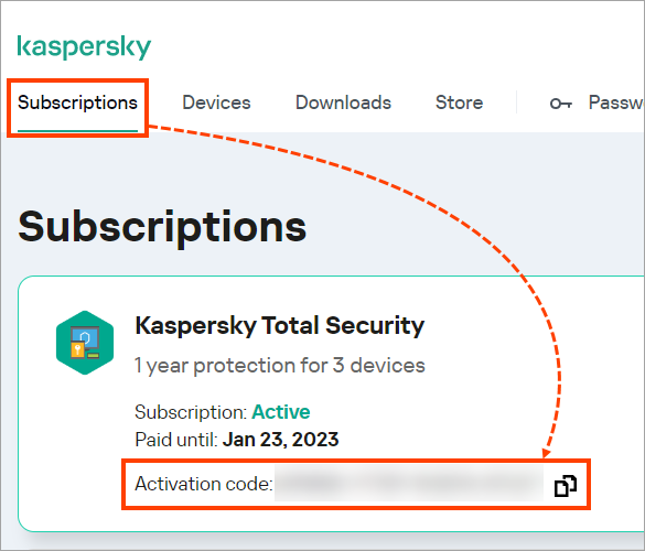 The activation code in My Kaspersky