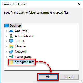 Specifying the path to the folder with encrypted files