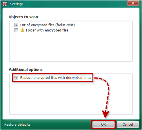 Specifying objects to scan in Kaspersky CoinVaultDecryptor