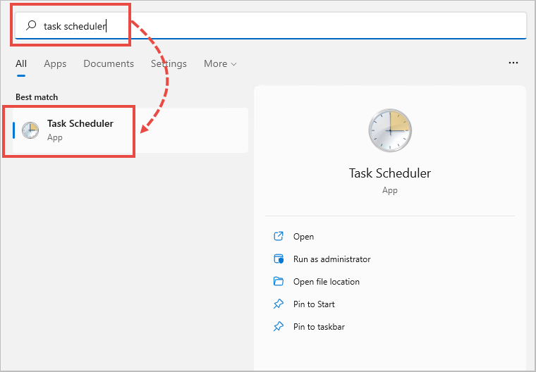 Opening Task Scheduler in Windows 11