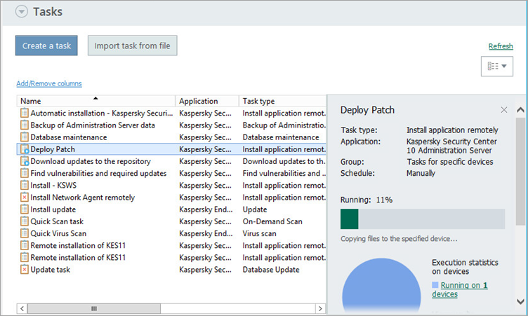 Patch installation process in Kaspersky Security Center 10.